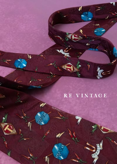 辛辣的古著靈魂Tabasco辣椒醬印花領帶4