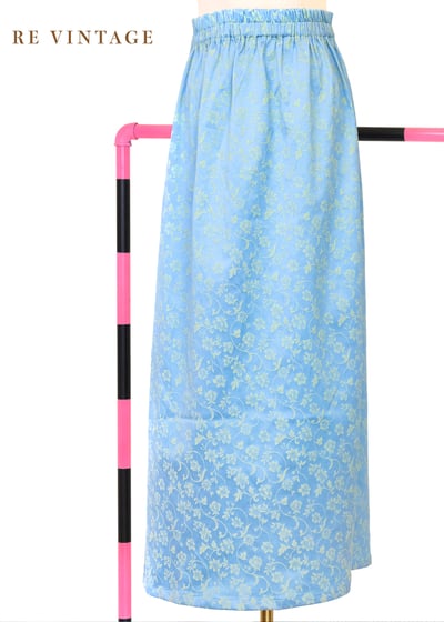 草地女孩天空藍嫩葉花朵長裙（24-35"）1