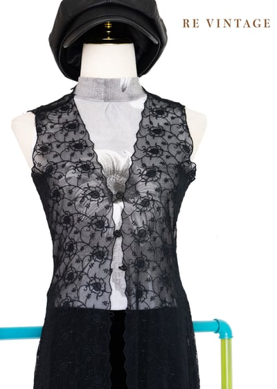 Black Flowers 神秘黑蕾絲長版背心10