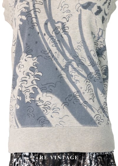 灰藍の浪花米棕色背心4