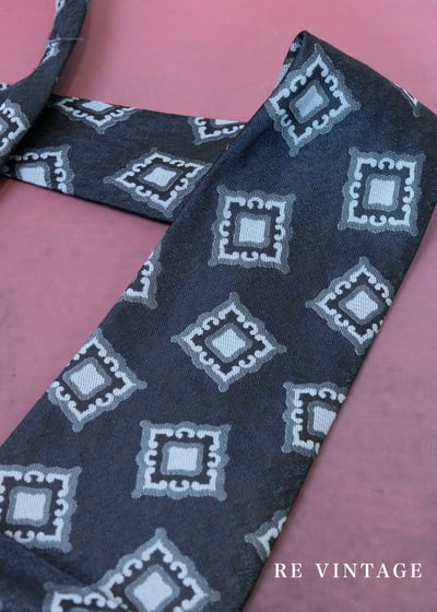 深藍夜空幾何方塊領帶5