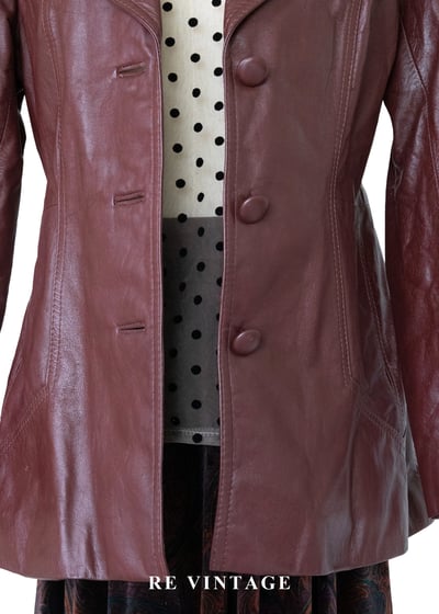 紅酒微醺之夜 - 復古腰身皮革外套3
