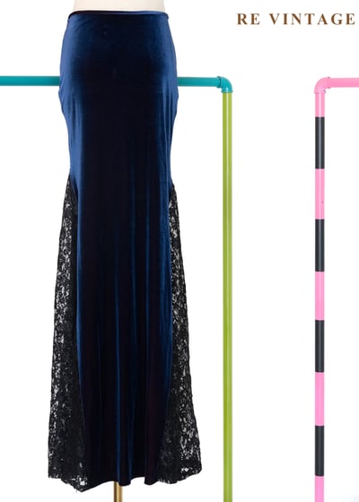  微光紅深藍蕾絲魔女長裙（28-30"）1