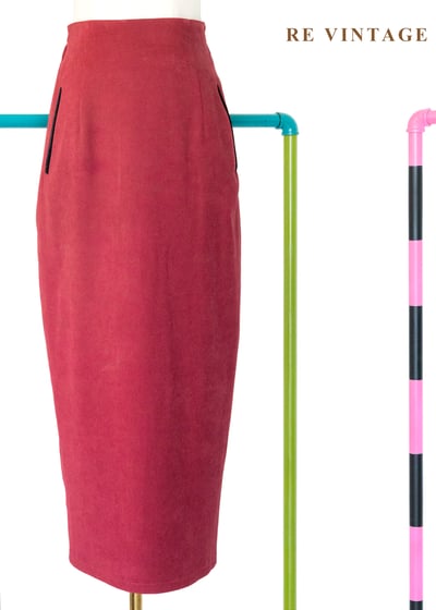 質感單品 - 磚紅色俐落剪裁的都市美裙（24-27"）1