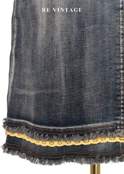 南法花跡 - 暖橘刺繡刷色丹寧裙（26"）10