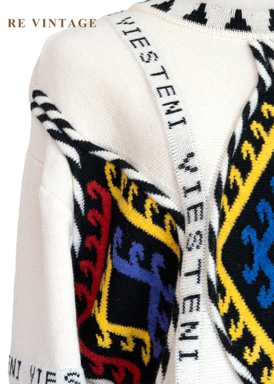日本製 - 密碼部落神秘菱形圖騰針織毛衣4