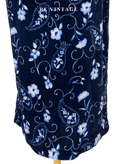 月光身藍花會絨布長洋裝7