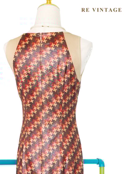 巴黎知性女孩紅棕十字紋洋裝13