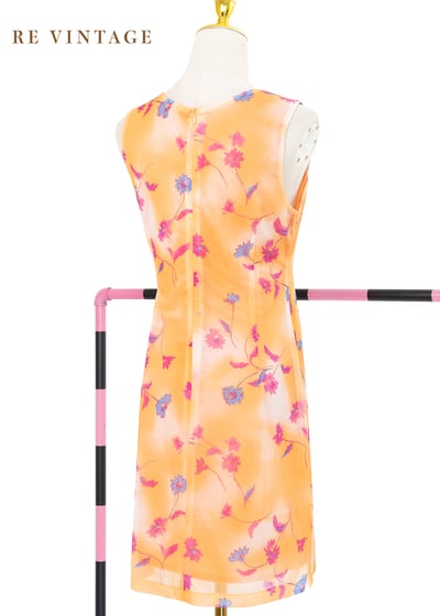 粉橘色の桃紅小花夏日洋裝5