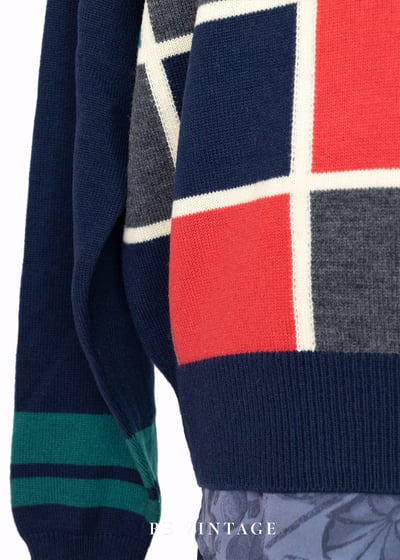 跳格子遊戲針織套頭毛衣6