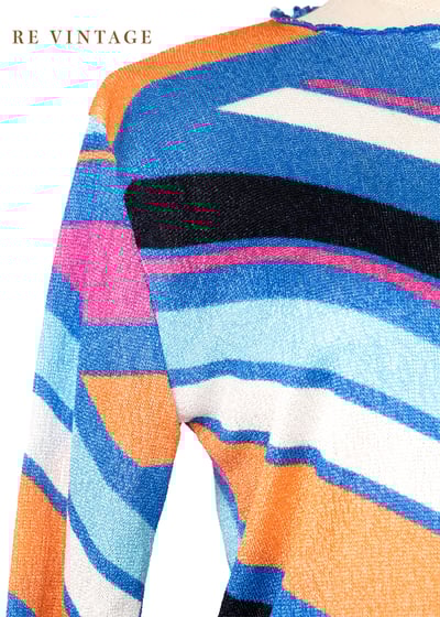 小花朵水藍彩虹薄款針織上衣4