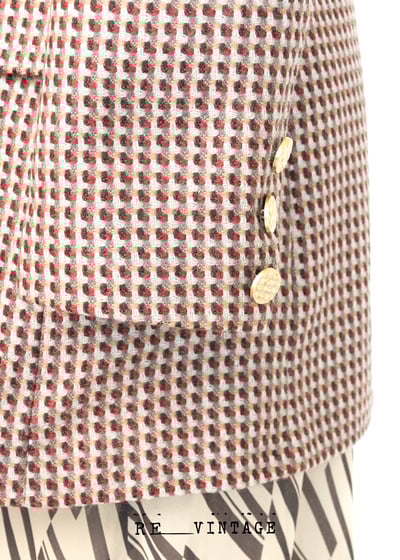 酒紅藕色雙排釦愛心格紋西裝外套8