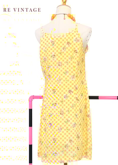 檸檬玫瑰格紋細肩帶迷你洋裝11