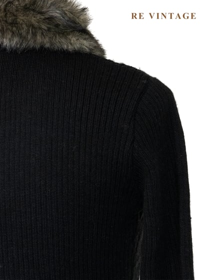 棋盤格紋毛領針織外套11