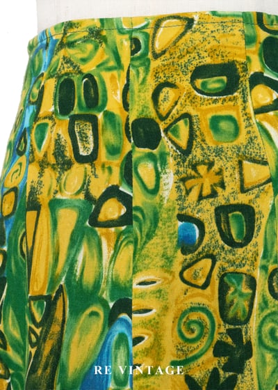 葉影壓縮鮮豔黃綠色長裙（26"）5