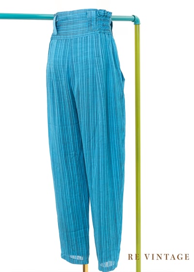 Bohemian 湖水藍線條高腰小腳褲（25"-27")7