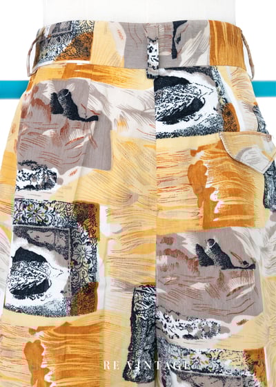 鵝黃色の方塊圖騰短褲（27"）11