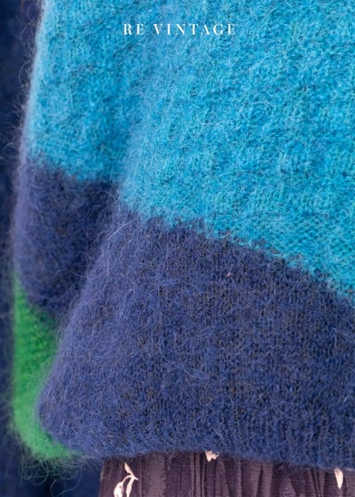 海洋藍藍彩色方塊海馬毛針織毛衣8