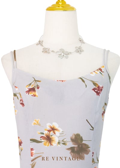 石灰色橘花盛開細肩帶洋裝5