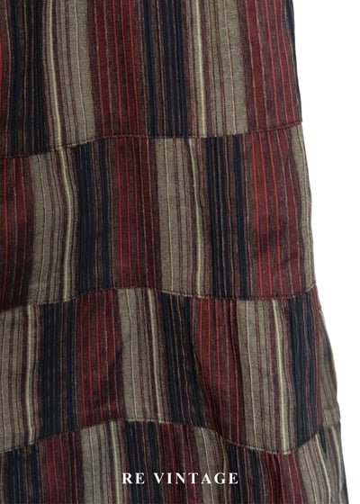 時空階梯條紋拼貼格紋長裙（25-29"）5