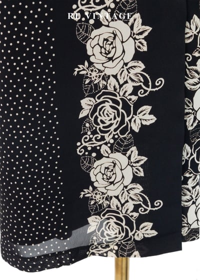 繁花盛引波點拼接黑白系長洋裝9