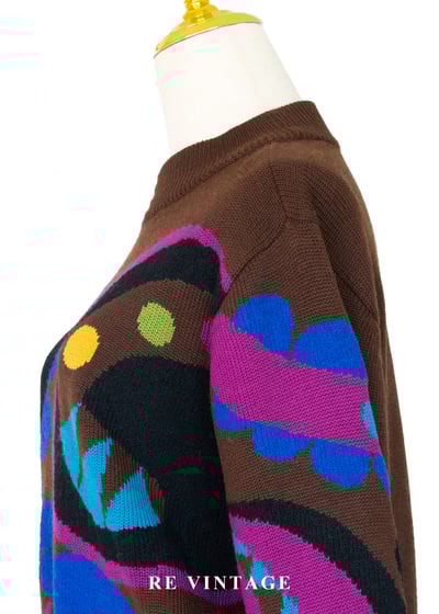 摩登普普抽象圖騰牛奶棕針織毛衣10