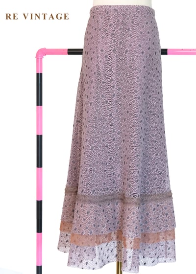 煙燻紫蕾絲網紗仙女般的長裙（28"）7