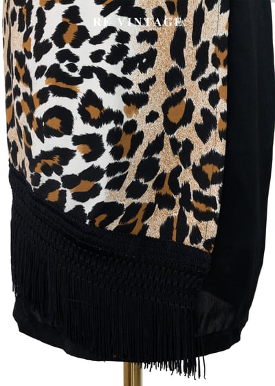 冷黑豹紋野性流蘇美裙（26-28"）4