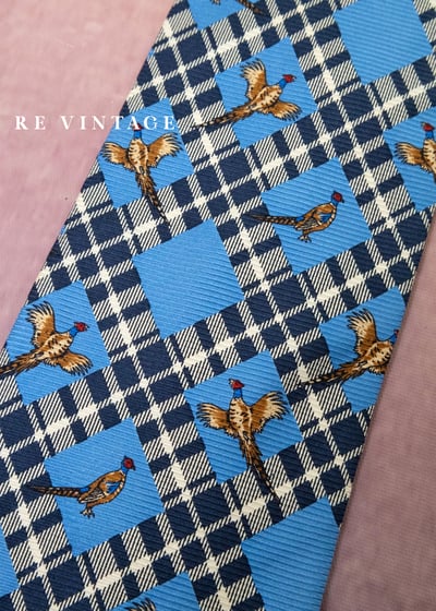 英倫經典狩獵圖騰藍色菱格領帶10