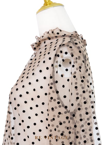 粉橘透膚波點午茶時光上衣6