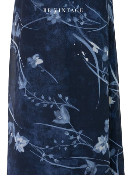 水墨花卉低語深藍長裙（26"）4