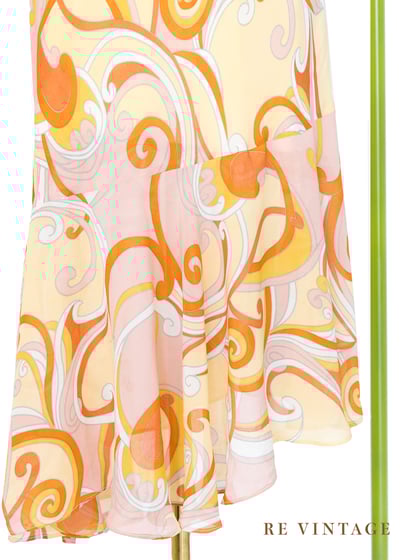 粉橘色浪漫印花洋裝5