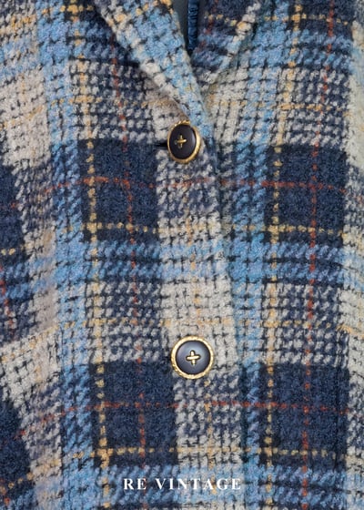 海洋藍系重磅粗花格紋西裝外套7