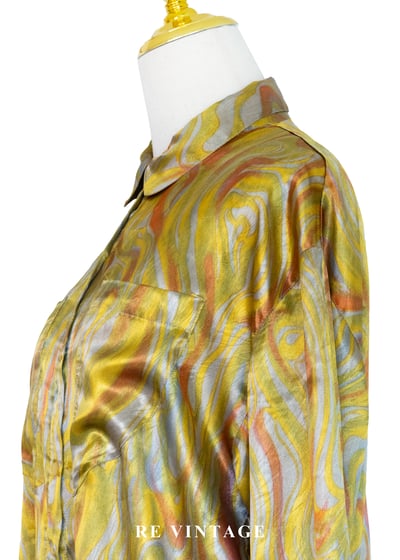 漩渦印花流動顏料緞面襯衫8
