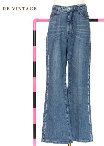 漫遊公路側邊編織圖騰牛仔褲（26"）1