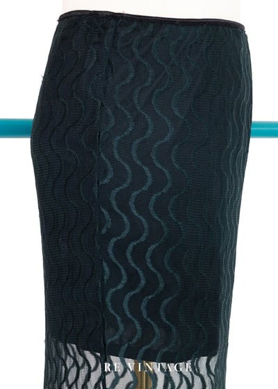 綠黑色波紋透膚美美長裙（23-30"）9