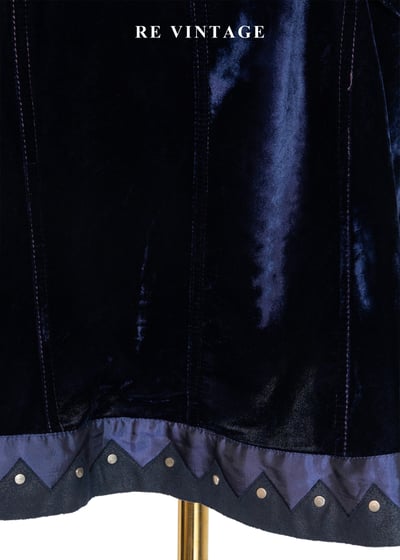 藍絨星光鉚釘短裙（27"）4