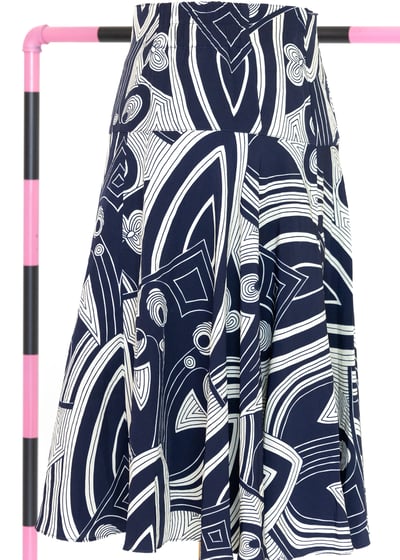 Abstract 深藍圖紋短裙（27"）5