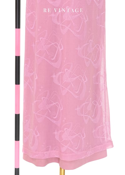 義大利製 - 芭比粉美麗的花紋印花網紗長裙（26"）4