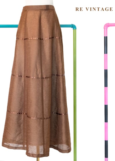 摩卡咖啡的餘韻緞帶拼接大圓裙（24"）1