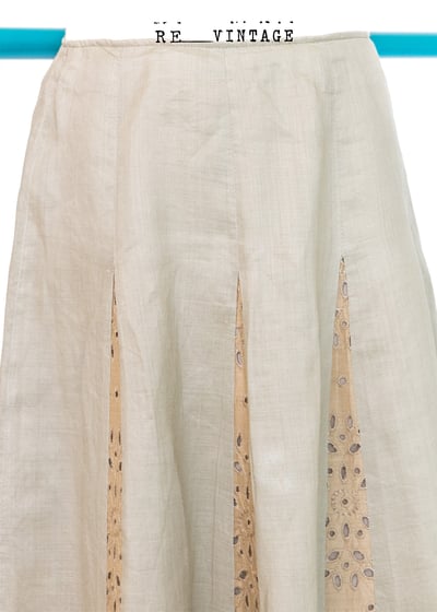 卡其色花花拼接蕾絲中長裙6