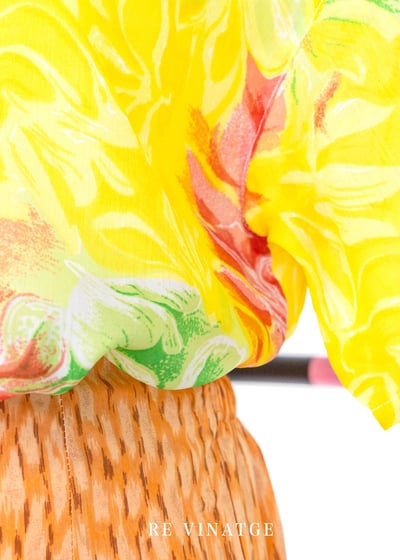 亮黃色小葉子雪紡襯衫7