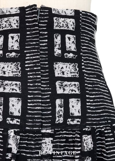 Black & White 幾何手繪筆觸高腰長裙（25"）10