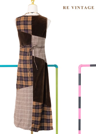 Brown patchwork 毛呢洋裝10