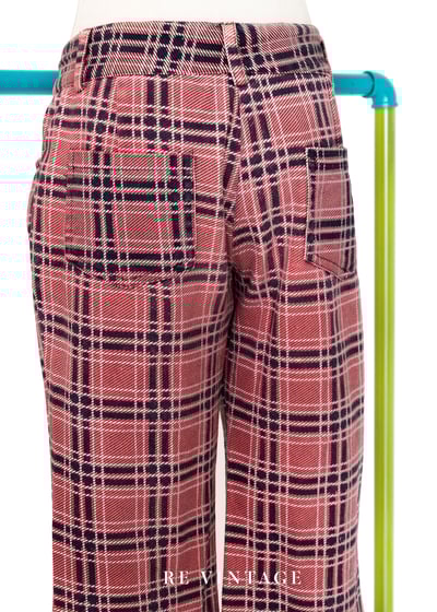 Peach Blossom 格紋中低腰單寧褲10