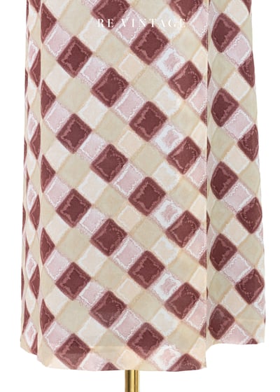 酒紅與米白的棋盤詩篇長裙（26"）5