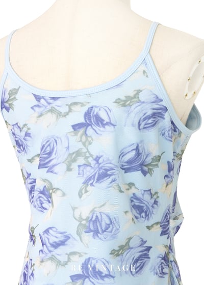 水藍玫瑰網紗細肩帶洋裝11