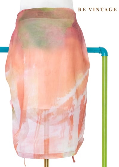 夕陽色的呼吸 - 暖橘渲染抽繩雪紡裙（27"）7