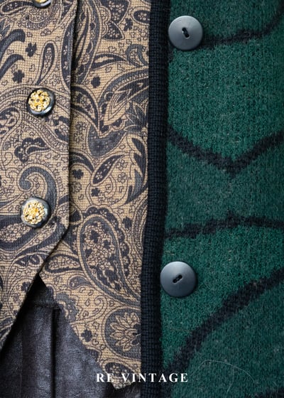 溫暖の苔綠幾何線條針織外套6