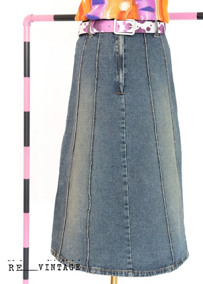 凸凸の直線條高腰牛仔裙（26"）1